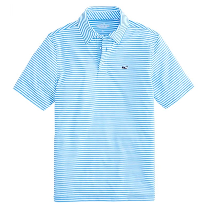 vineyard vines Boys' Winstead Stripe Sankaty Polo, Ocean Breeze, 2 - Image 1
